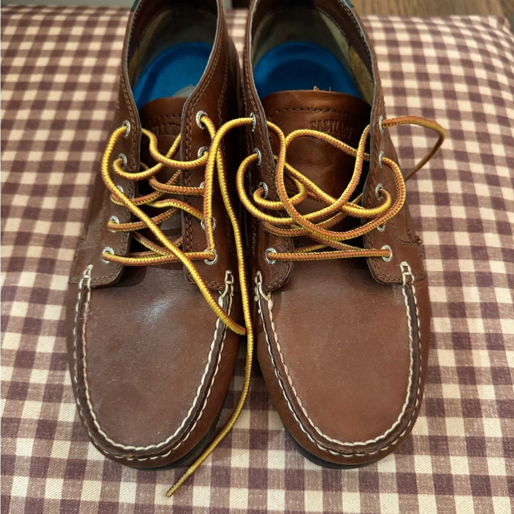 Eastland Brown Leather Ankle Boots with Yellow Laces